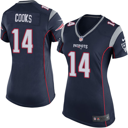 Nike Patriots #14 Brandin Cooks Navy Blue Team Color Women's Stitched NFL New Elite Jersey